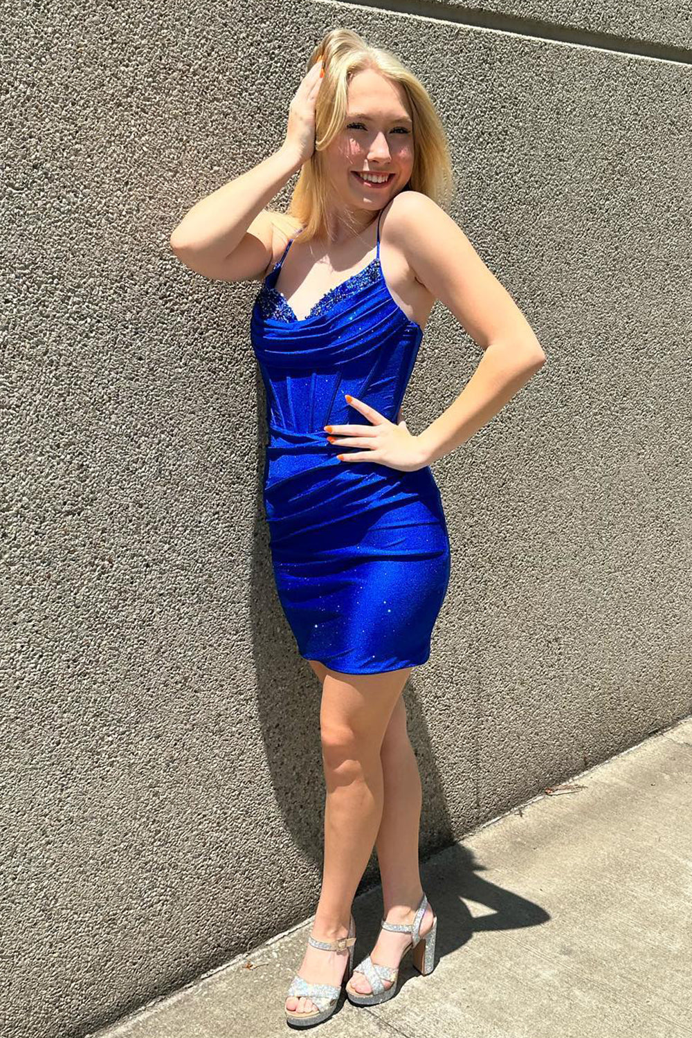 Sheath Jersey Homecoming Dress with Beading