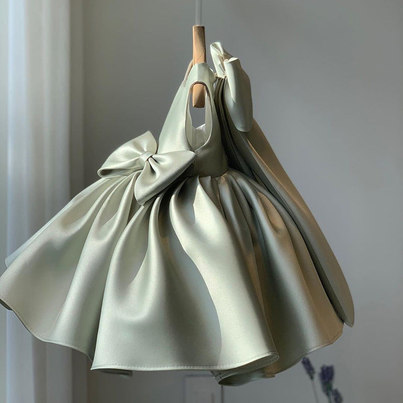 Isabella Elegant Satin With Bow Flower Girl Dress