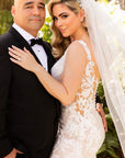 Mermaid V Neck Tulle Wedding Dresses with Train