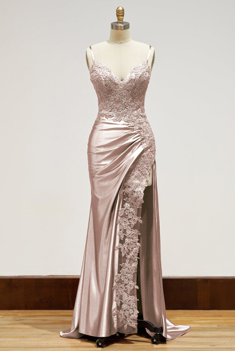 Beatrice | Sheath Black Long Appliques Prom Dress - KissProm