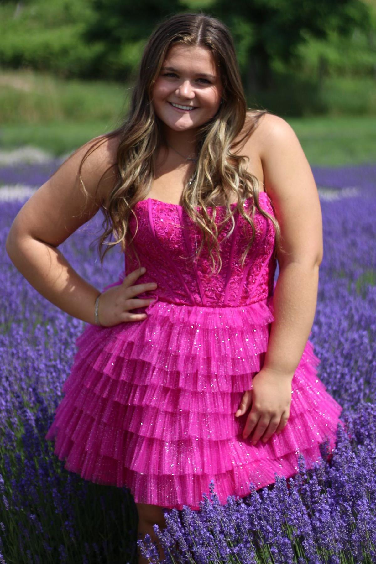Sweetheart Purple A-line Tiered Ruffle Short Dress