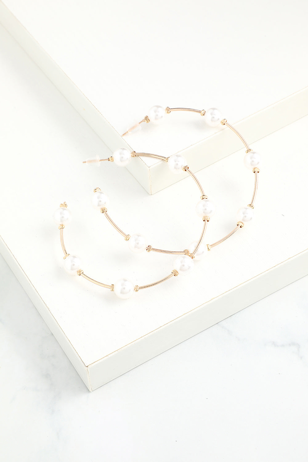 White Pearl Circle Earrings