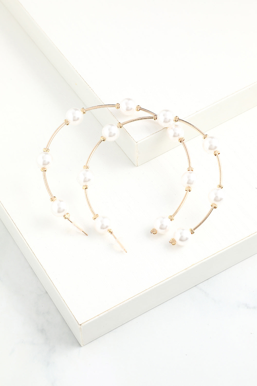 White Pearl Circle Earrings