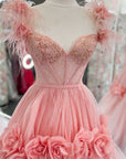 Princess A-Line Off the Shoulder Lace Tulle Prom Dress