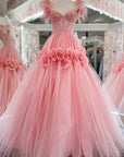 Princess A-Line Off the Shoulder Lace Tulle Prom Dress