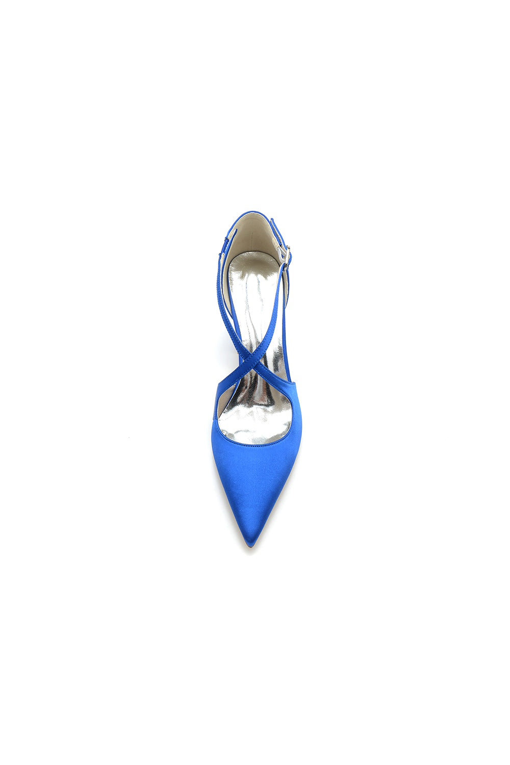 Black Satin Pump with Cross-Strap Design