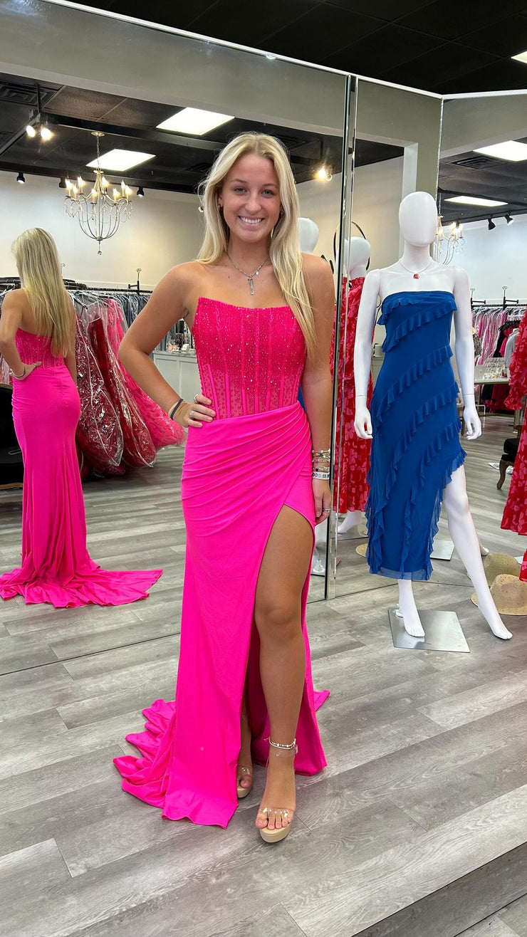 Mermaid Scoop Neck Blue Satin Long Prom Dresses