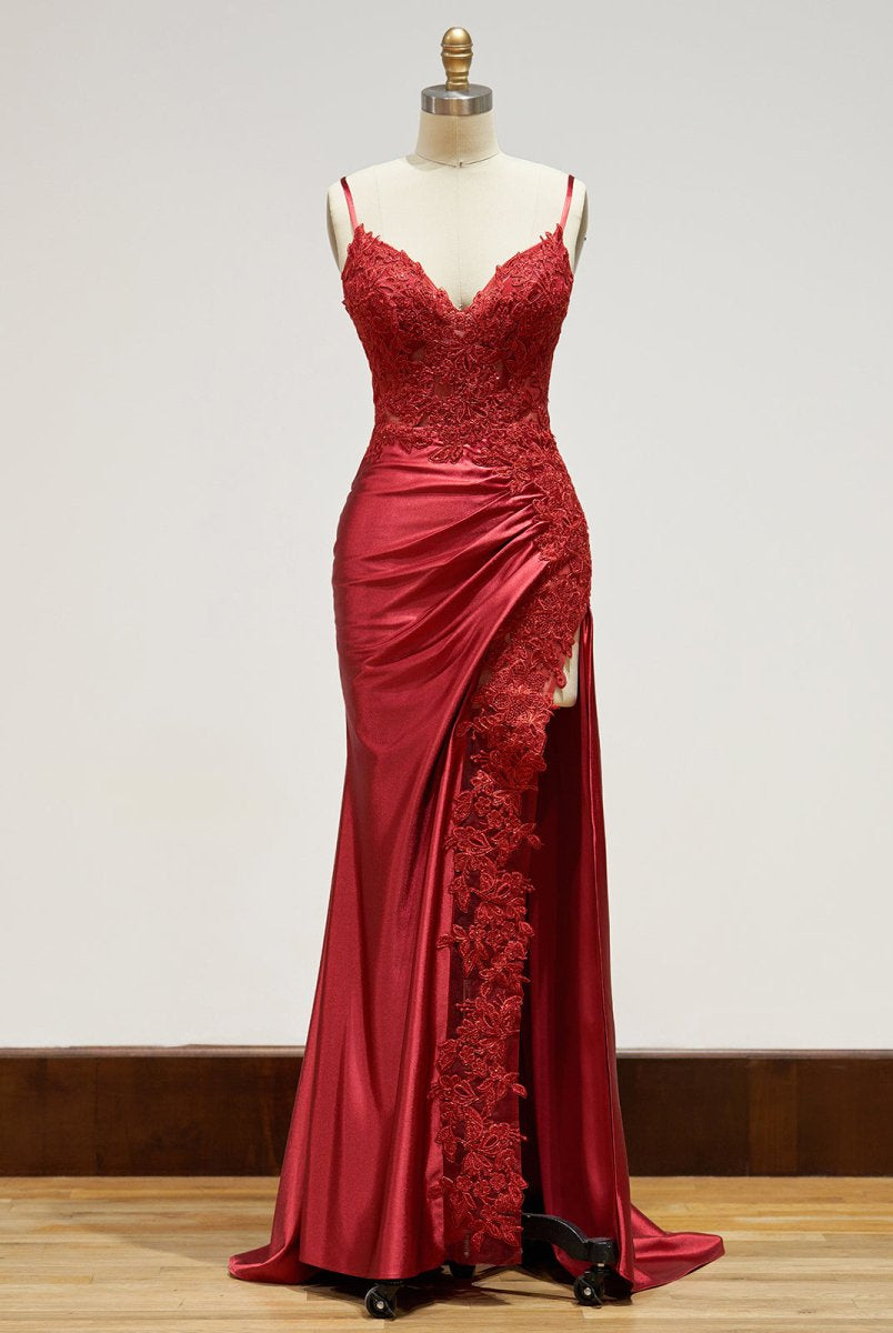 Beatrice | Sheath Black Long Appliques Prom Dress - KissProm