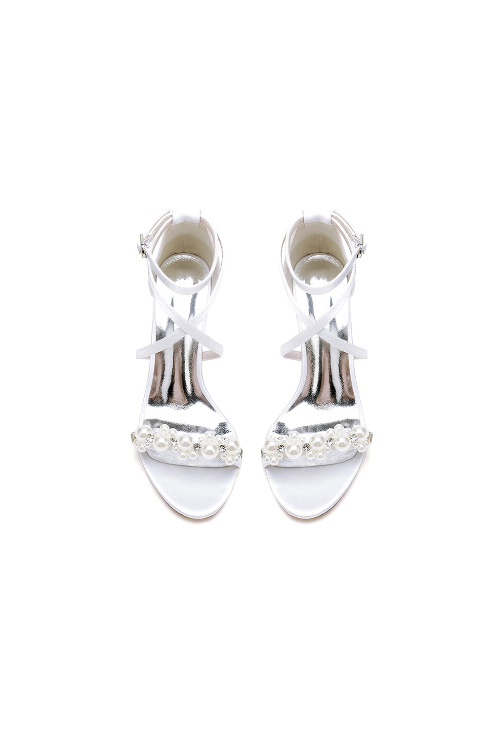 Open Toe Beaded Cross Strap High Heels