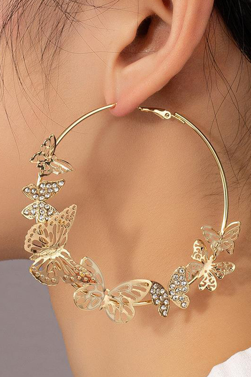 Butterfly Hoop Earrings Gold