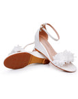 White Floral Open Toe Ankle-Strap Beach Sandals