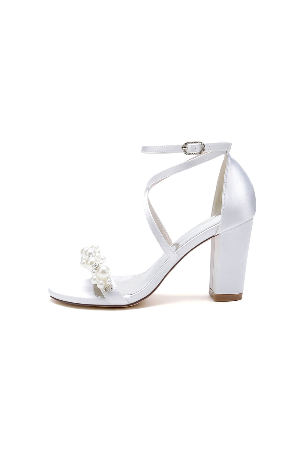 Open Toe Beaded Cross Strap High Heels