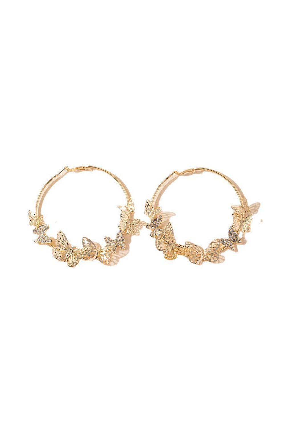Butterfly Hoop Earrings Gold