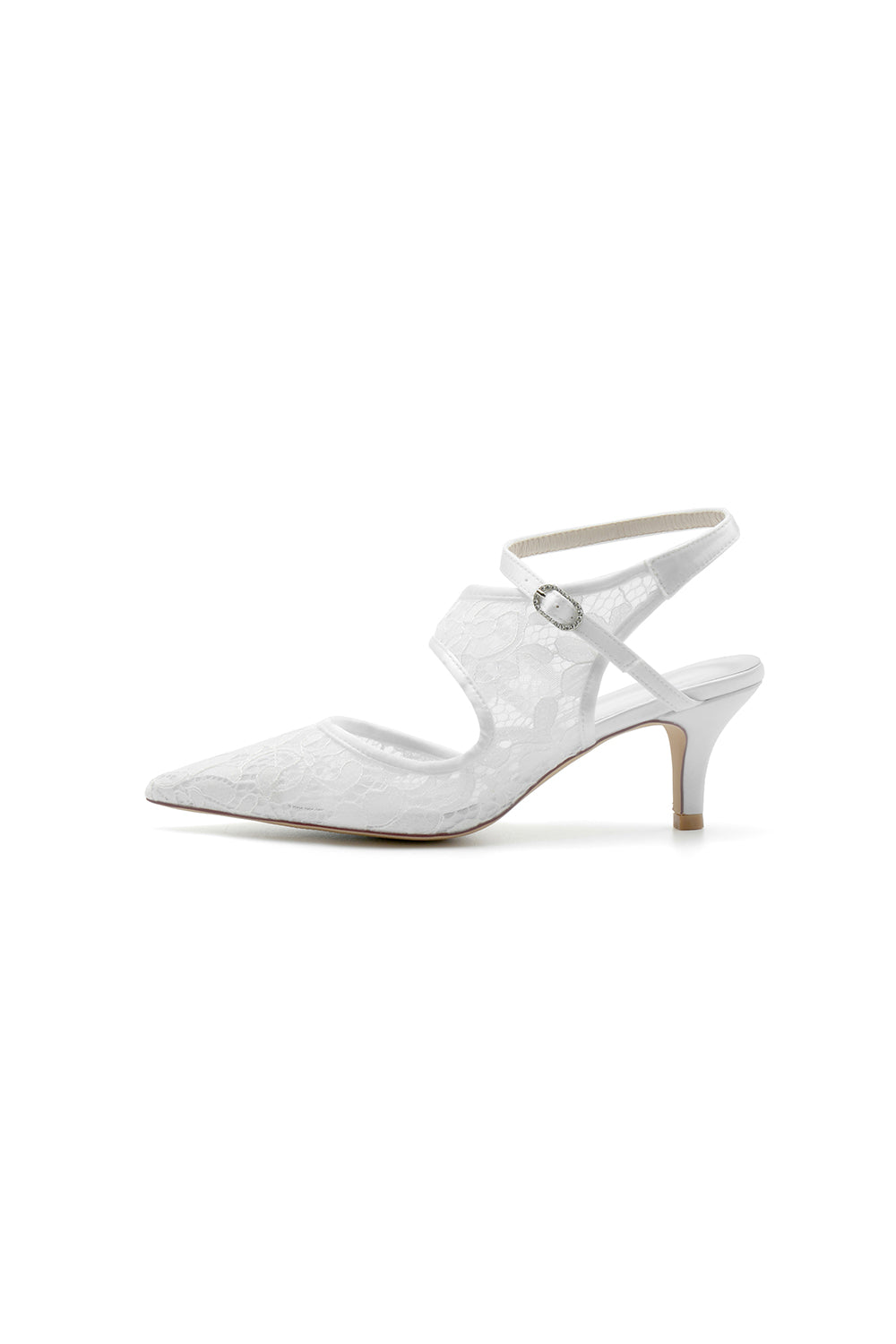 Lace Pointed Toe Ankle Strap High Heels