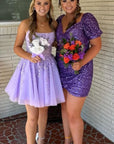 A-Line Tulle Lace Homecoming Dress with Appliques