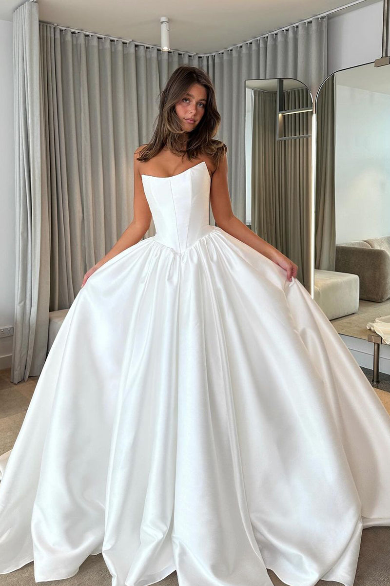 Ball Gown Strapless Satin Wedding Dresses