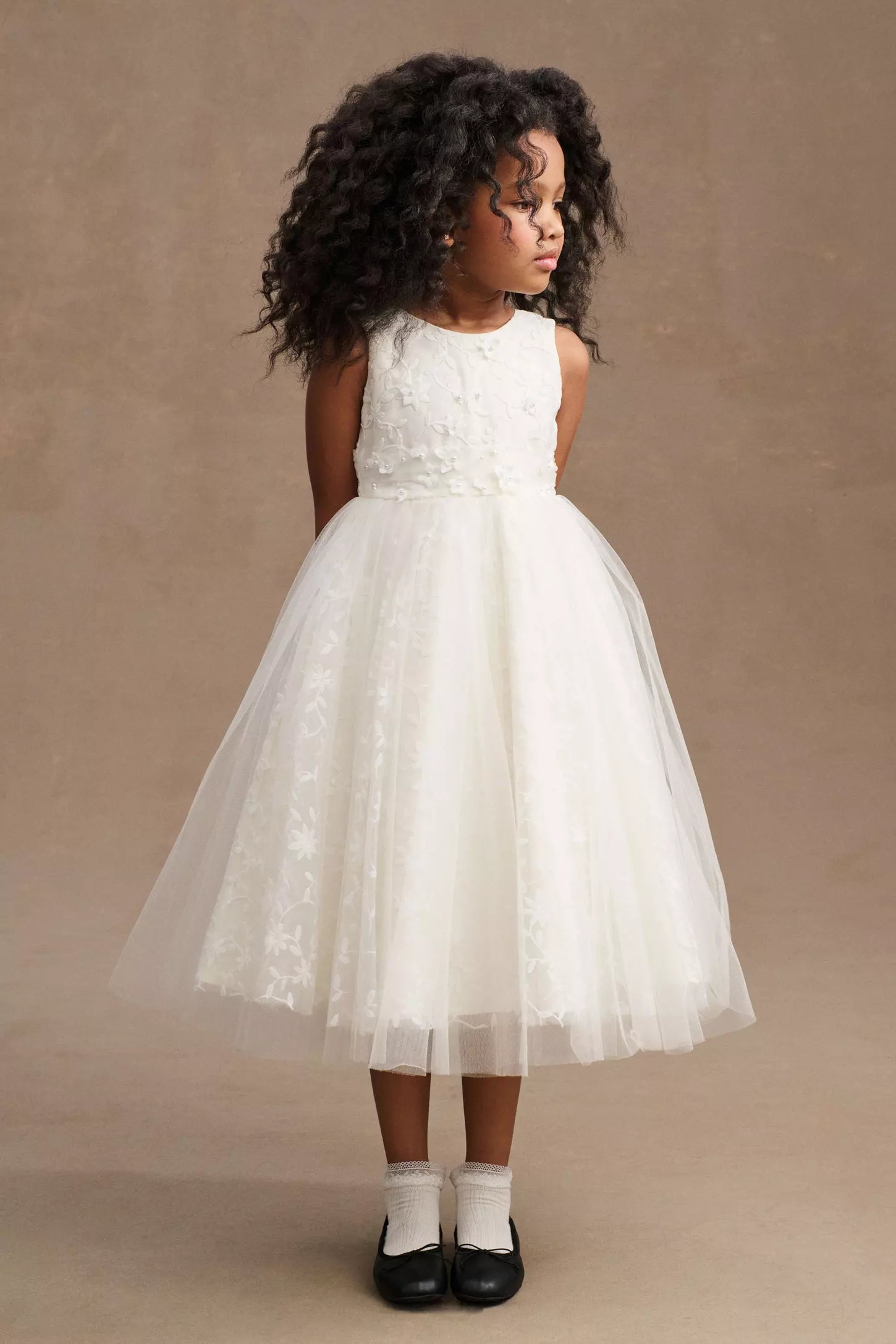 Isla Embroidered Tulle Flower Girl Dress