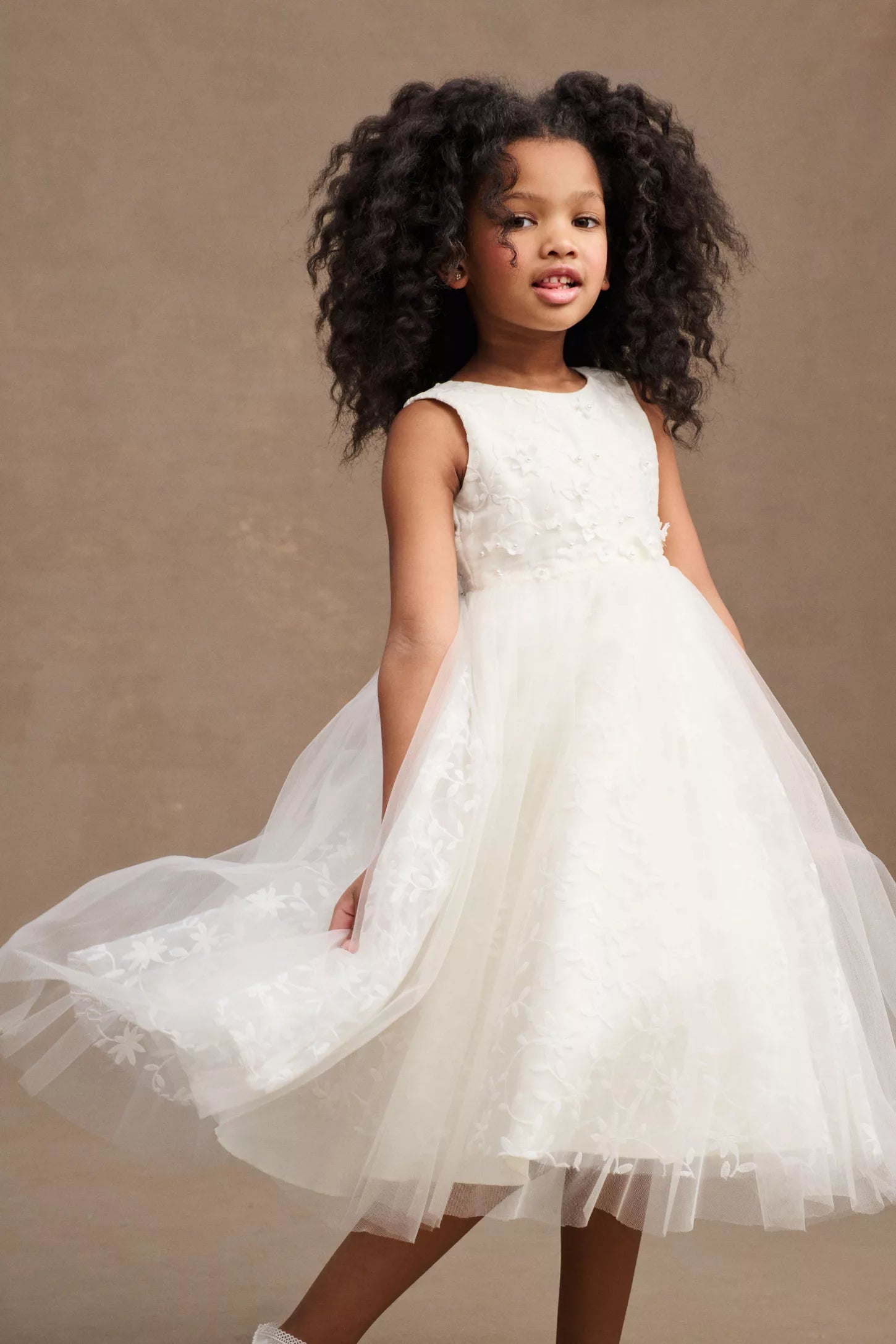 Isla Embroidered Tulle Flower Girl Dress