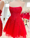 A-Line Tulle Lace Homecoming Dress with Appliques