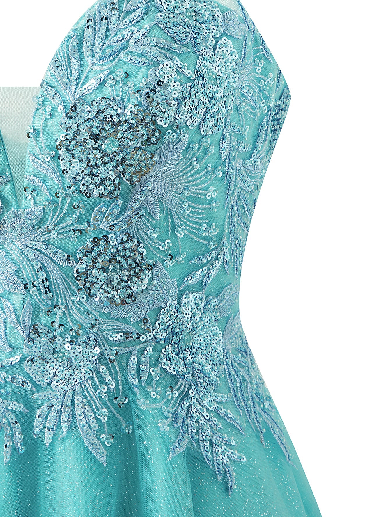 A-line Short Spaghetti Strap Glitter Tulle Homecoming Dress