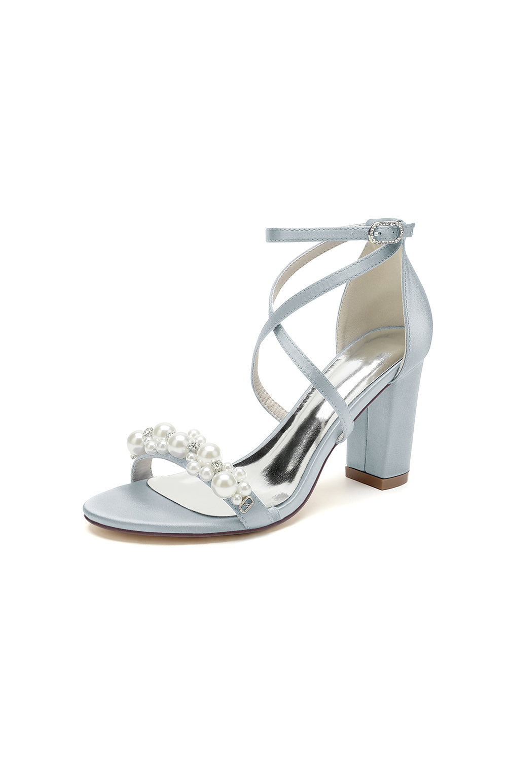 Open Toe Beaded Cross Strap High Heels