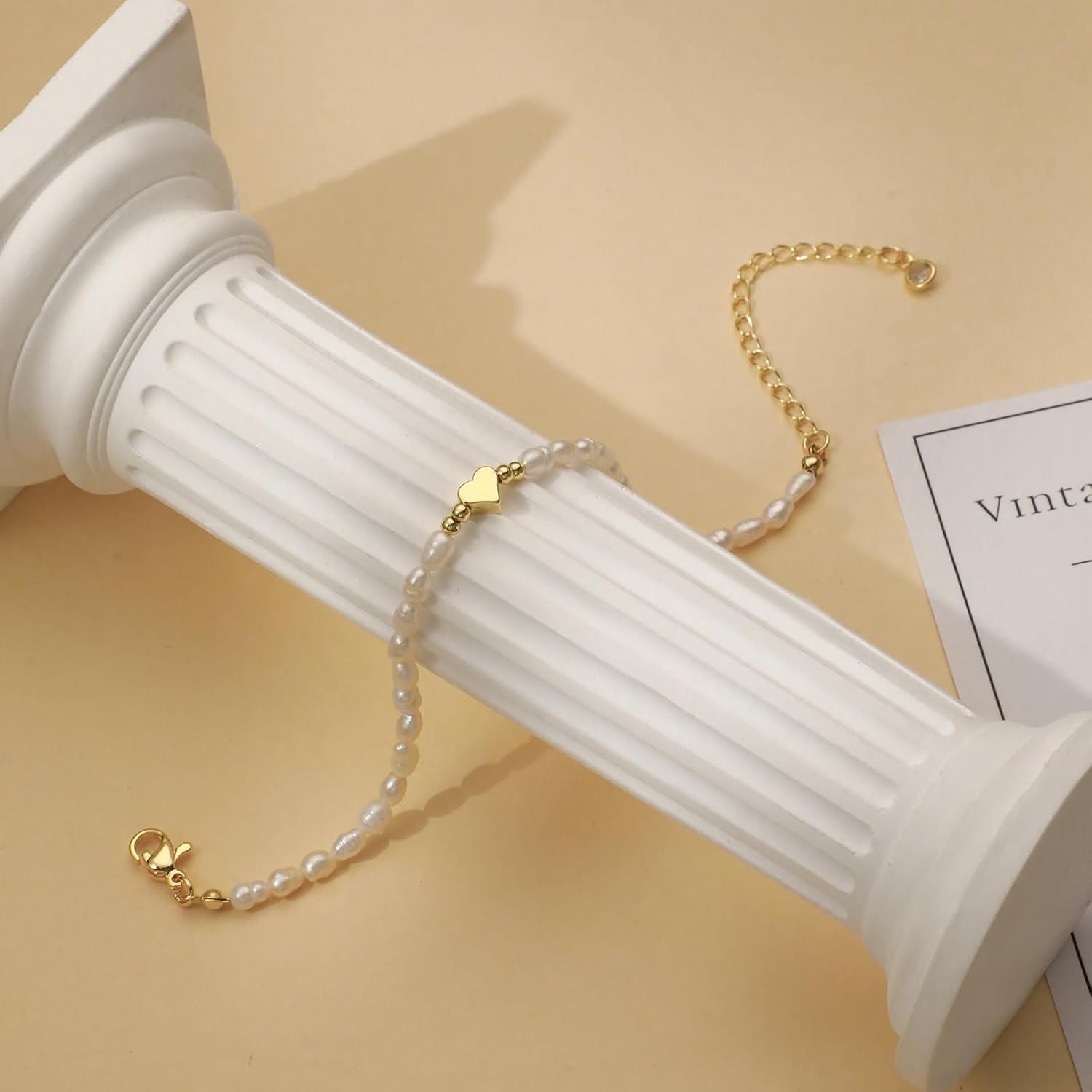 Adjustable Gold Faux Pearl Bracelets