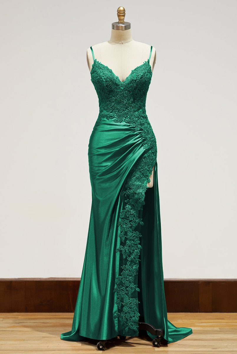 Beatrice | Sheath Black Long Appliques Prom Dress - KissProm