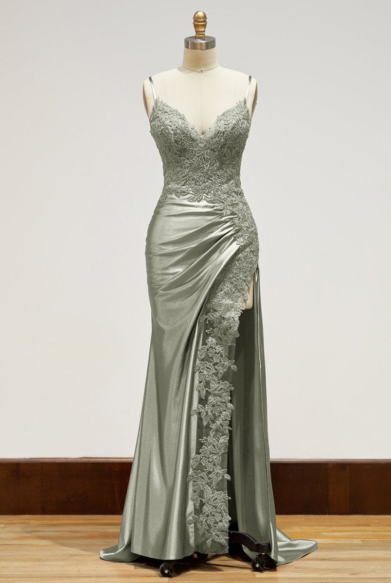 Beatrice | Sheath Black Long Appliques Prom Dress - KissProm