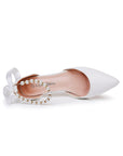 Pointed Toe Kitten Heels Ankle-Strap Wedding Shoes