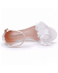 White Floral Open Toe Ankle-Strap Beach Sandals