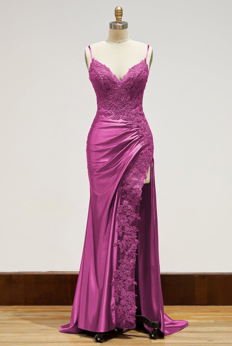 Beatrice | Sheath Black Long Appliques Prom Dress - KissProm