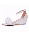 White Floral Open Toe Ankle-Strap Beach Sandals