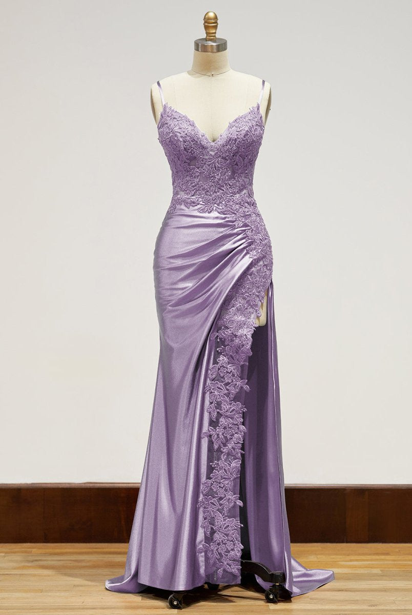 Beatrice | Sheath Black Long Appliques Prom Dress - KissProm