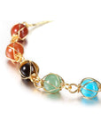 Women¡¯s Gold 7 Chakra Stones Adjustable Link Bracelets with Gemstone