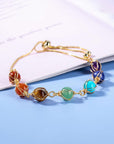Women¡¯s Gold 7 Chakra Stones Adjustable Link Bracelets with Gemstone