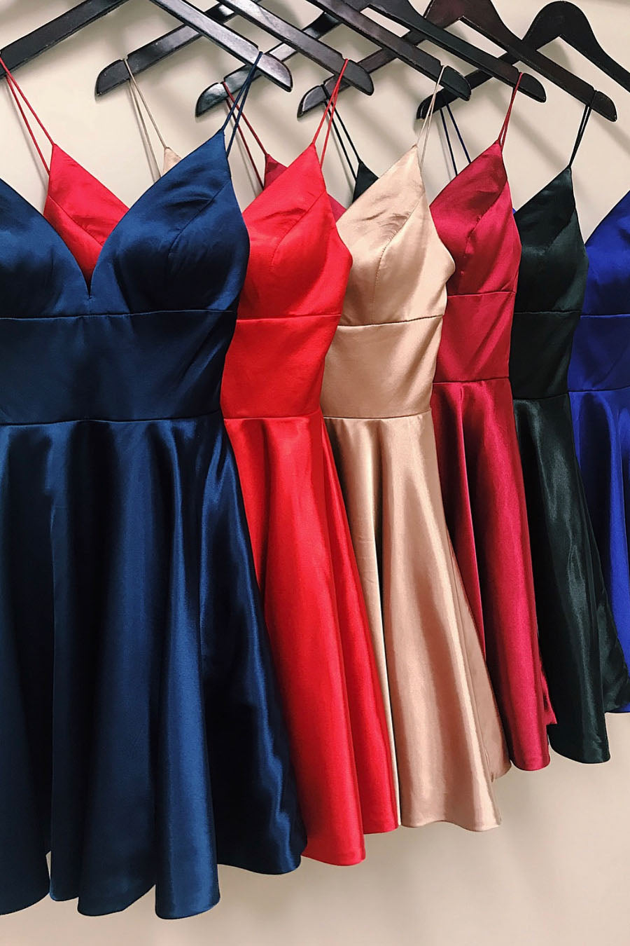 A-line Spaghetti Straps Satin Homecoming Dress