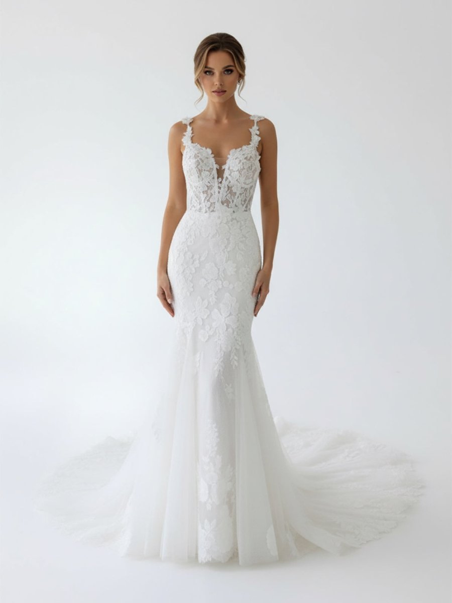 KissDress-Fairy Mermaid Sweetheart Lace Wedding Dresses with Appliques