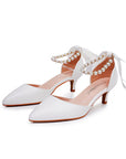 Pointed Toe Kitten Heels Ankle-Strap Wedding Shoes