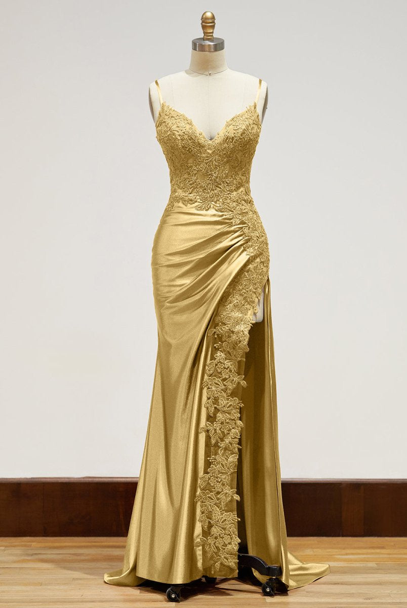 Beatrice | Sheath Black Long Appliques Prom Dress - KissProm