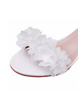 White Floral Open Toe Ankle-Strap Beach Sandals