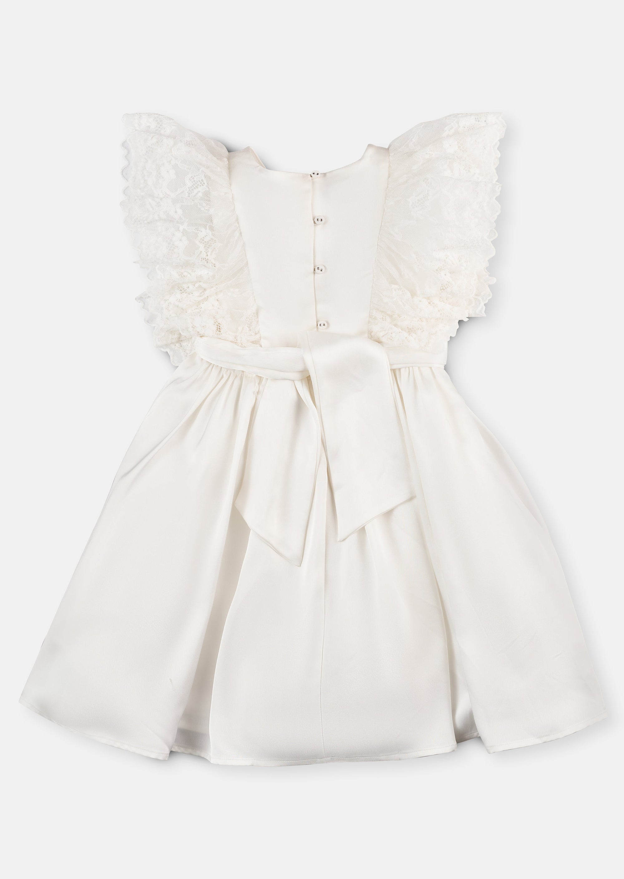 Lace Sleeve Satin Flower Girl Dress