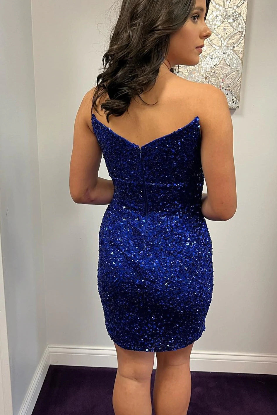 Sheath V Neck Sequins Homecoming Dress