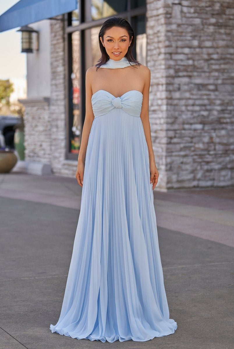 Rodri | A Line Light Pink Strapless Chiffon Long Prom Dress - KissProm