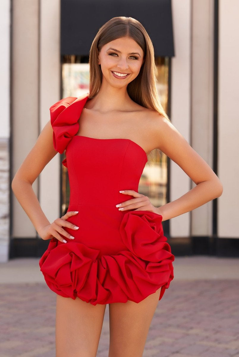 Ireka | White Strapless Bodycon Homecoming Dress With Ruffles - KissProm