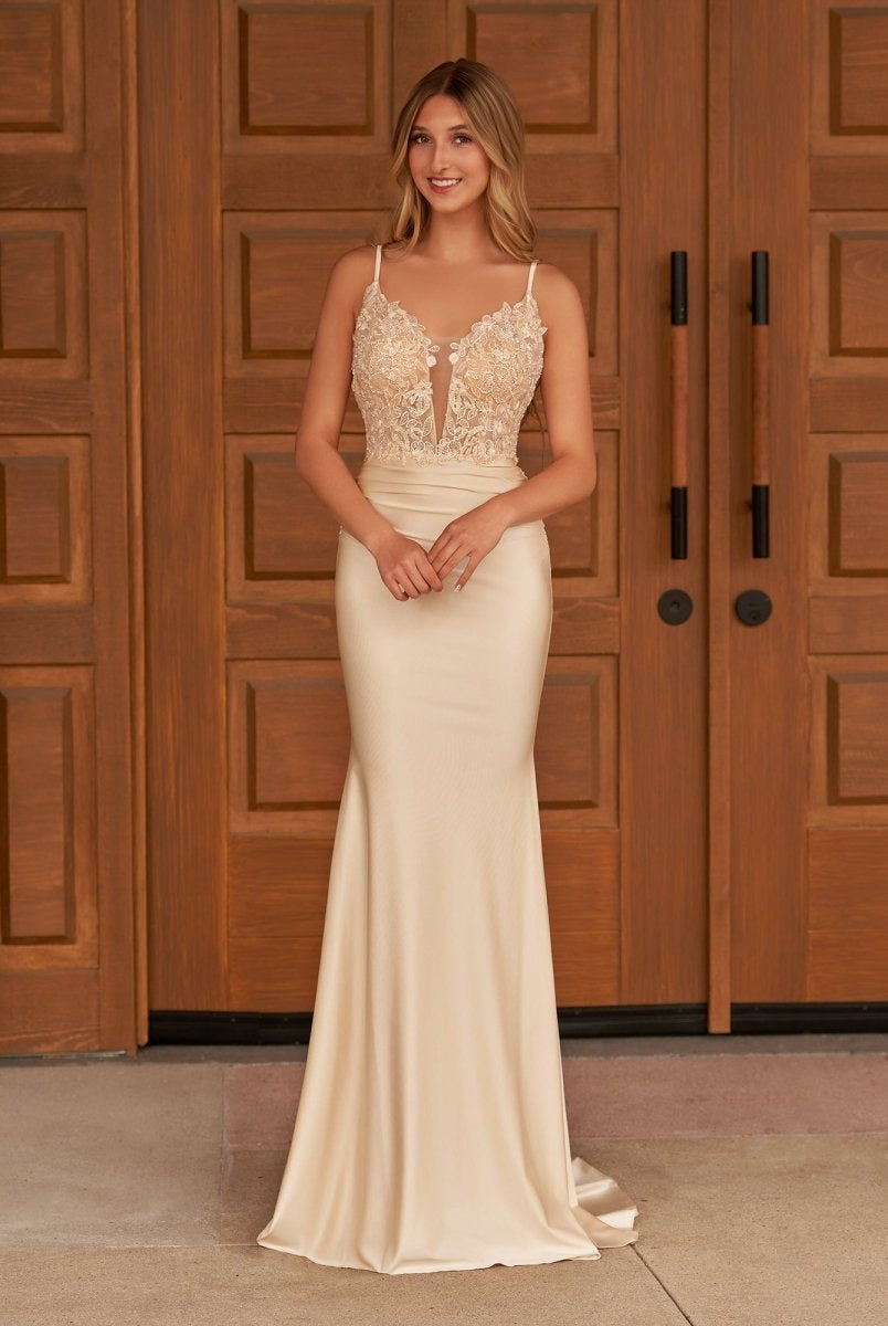 Fernanda |Mermaid Spaghetti Straps Satin Prom Dress - KissProm