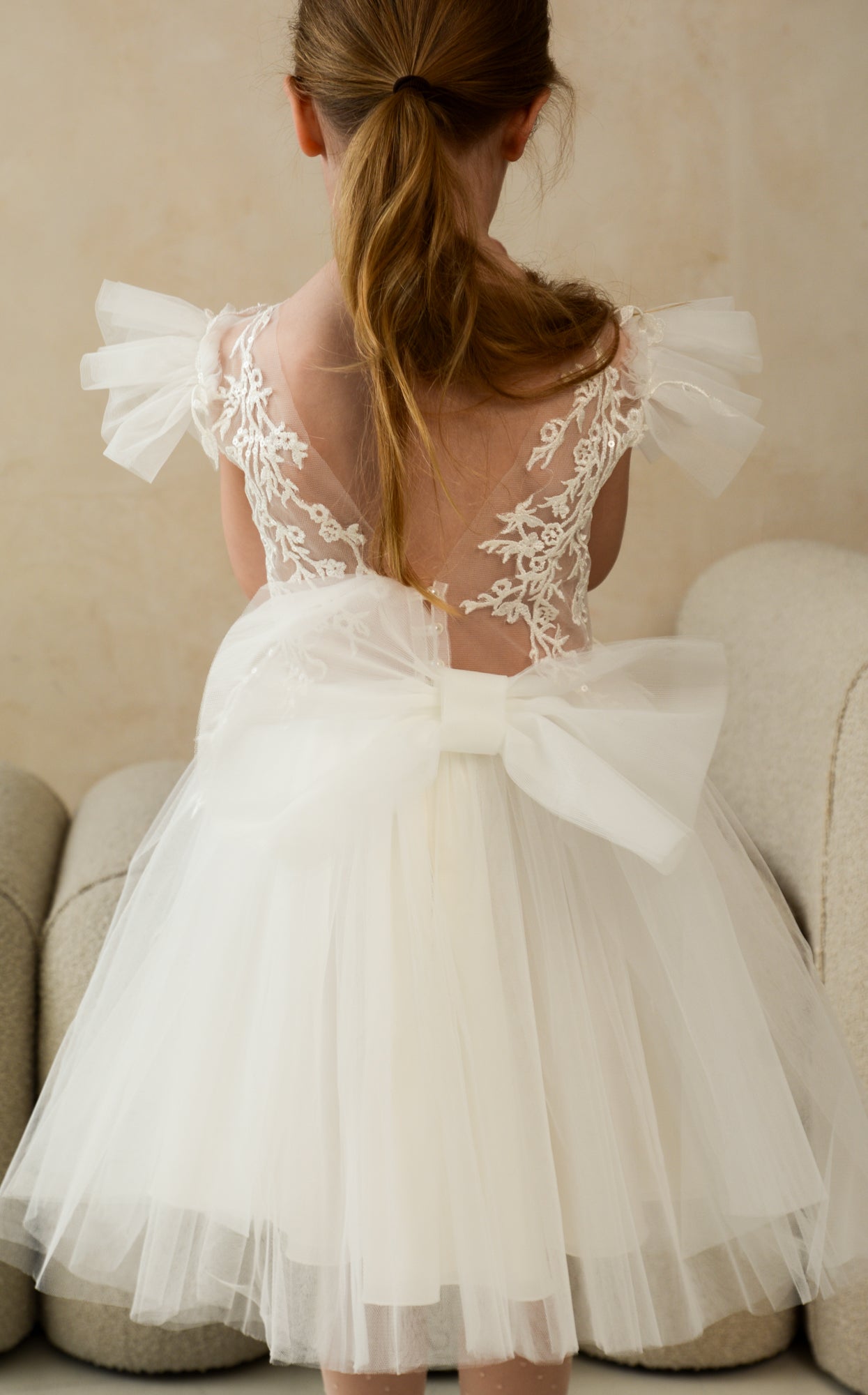 Emma Appliqued Tulle Floral Girl Dress