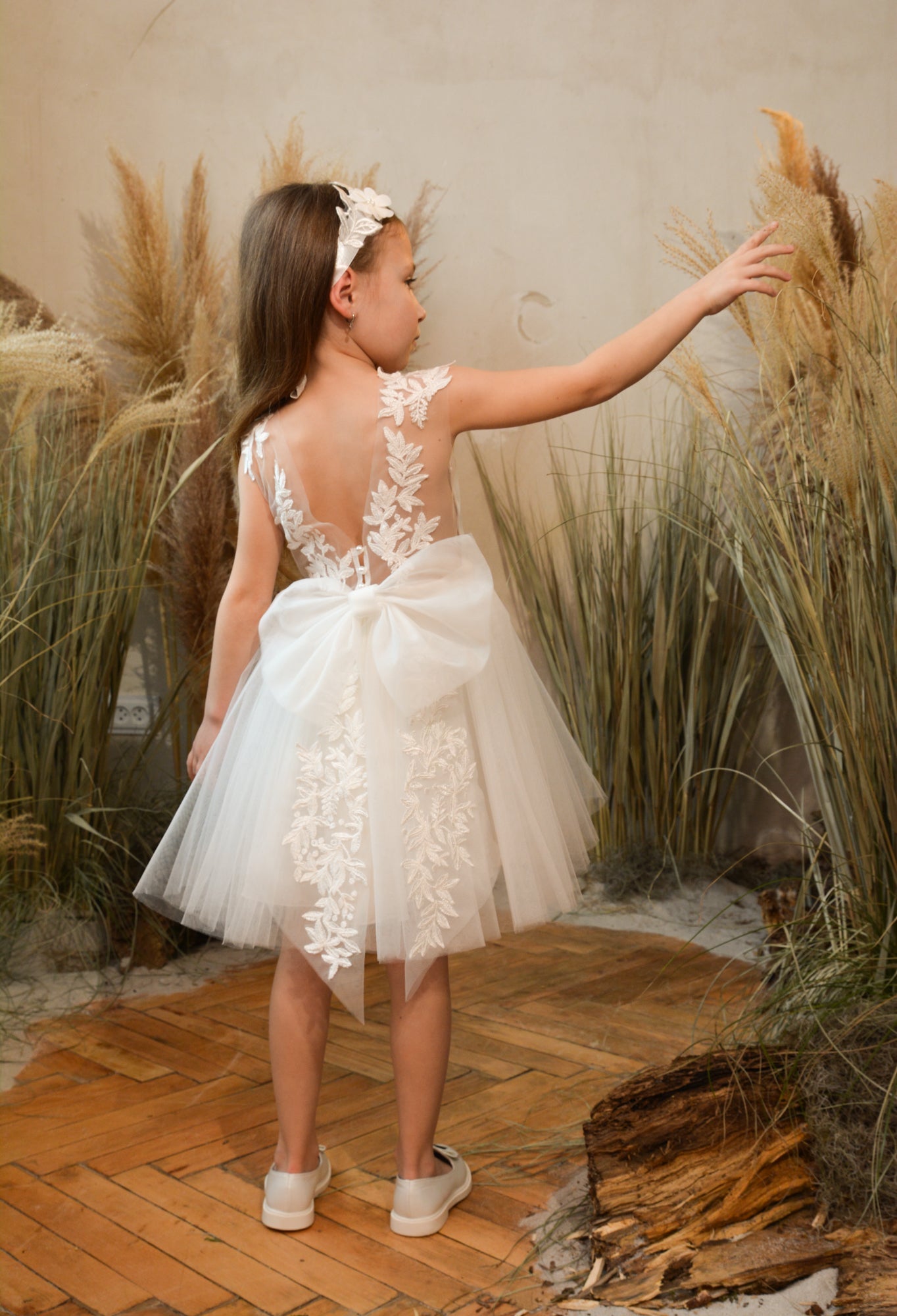 Olivia Appliqued Tulle Flower Girl Dress
