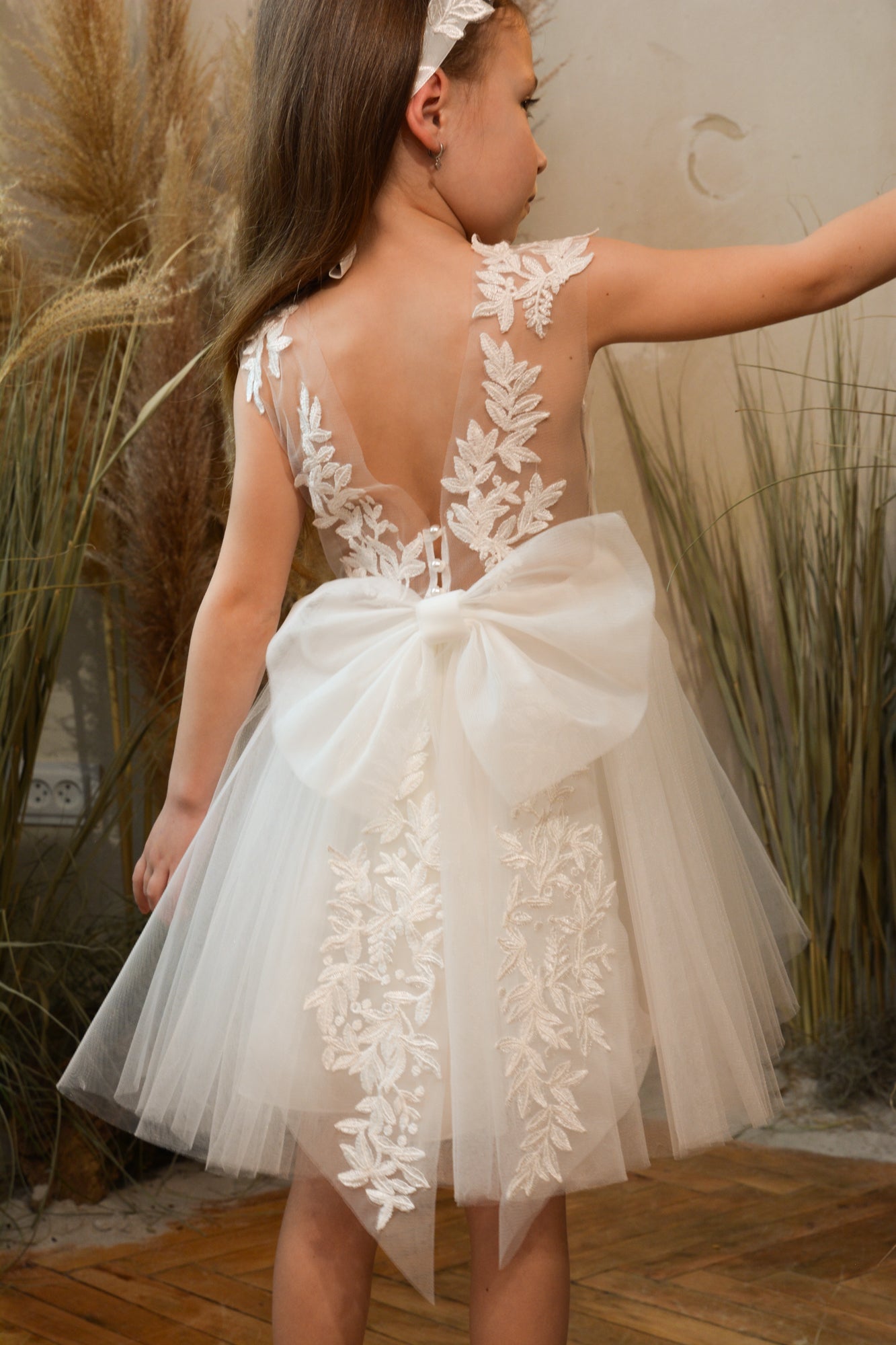 Olivia Appliqued Tulle Flower Girl Dress