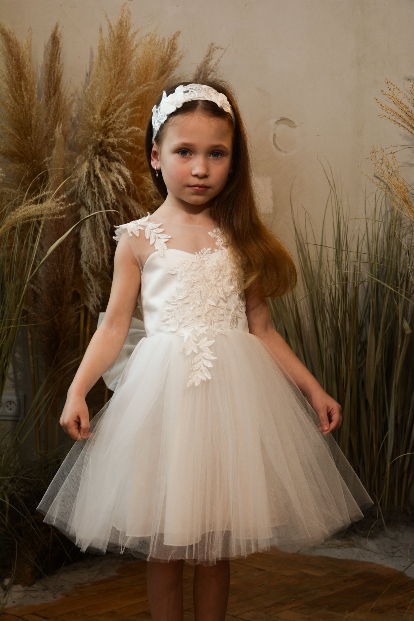 Olivia Appliqued Tulle Flower Girl Dress