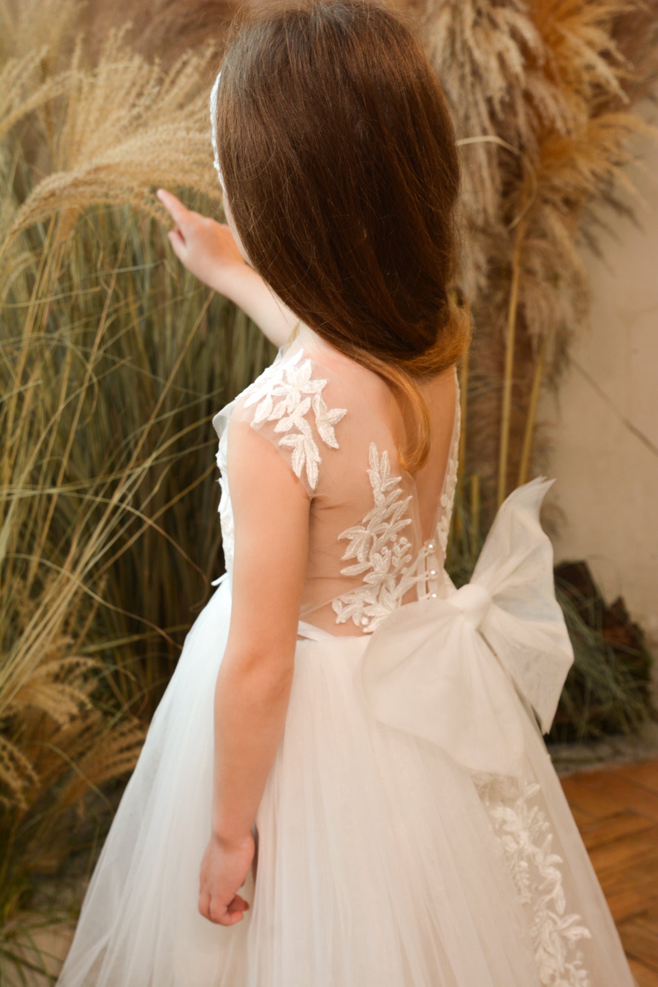 Olivia Appliqued Tulle Flower Girl Dress